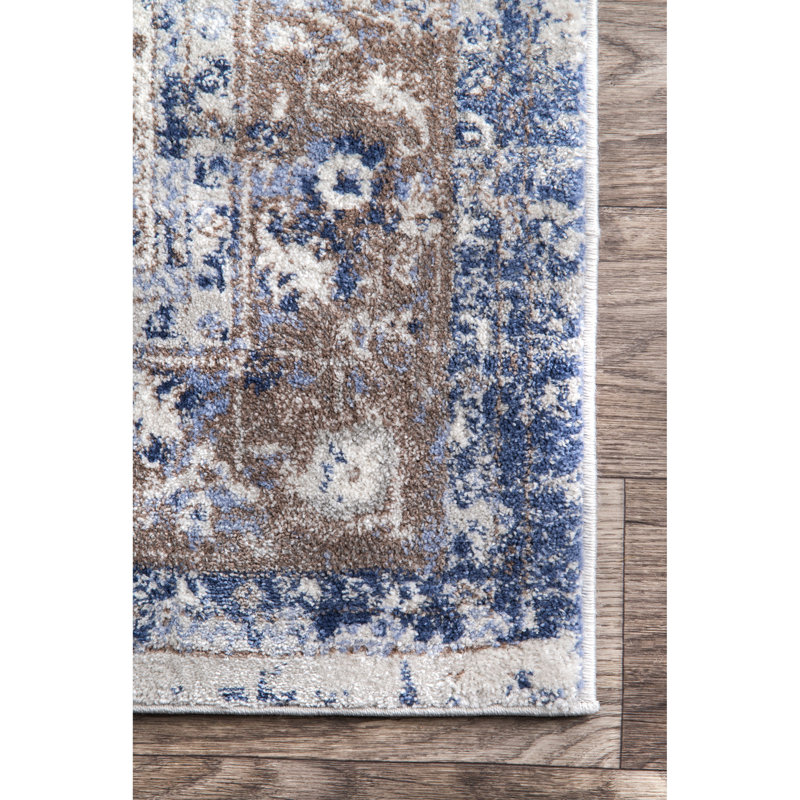 Bungalow Rose Keener Performance Blue/White Rug & Reviews Wayfair